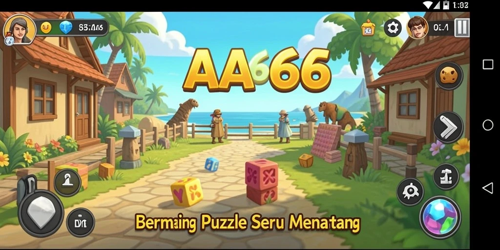 Tampilan gameplay AA666 yang menarik dan penuh warna dari level Puzzle.