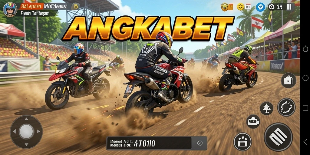 Tampilan gameplay seru balapan motor di ANGKABET.