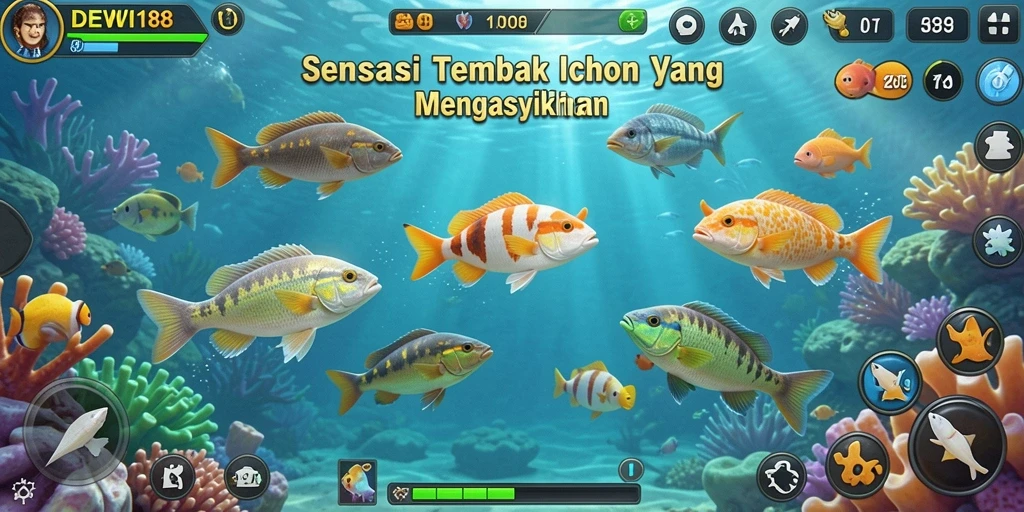 Tampilan gameplay DEWI188 yang seru dan penuh aksi Tembak Ikan.