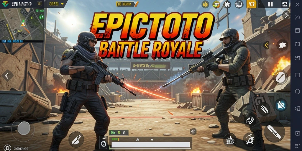Tangkapan layar EPICTOTO yang menunjukkan pertempuran intens di arena Battle Royale.